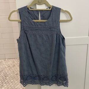 Gap sleeveless tunic with scalloped eyelet trim